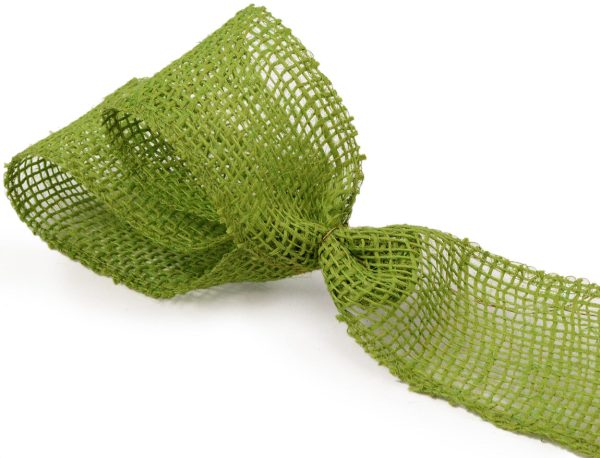 2.5  Burlap Ribbon: Apple Green (10 Yards) Supply