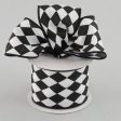 2.5  Harlequin Print Ribbon: Black and White (10 Yards) Online now