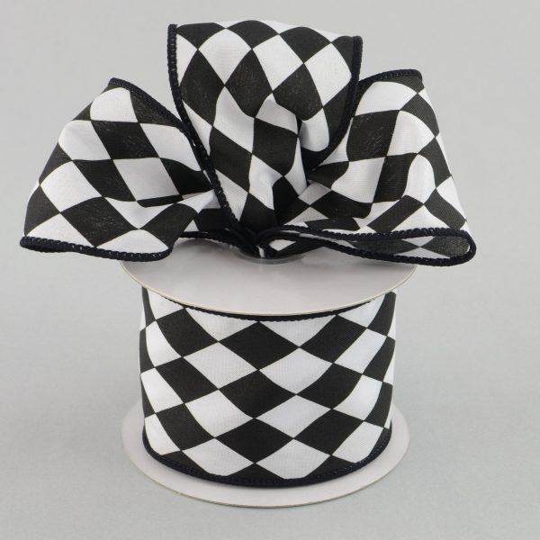 2.5  Harlequin Print Ribbon: Black and White (10 Yards) Online now