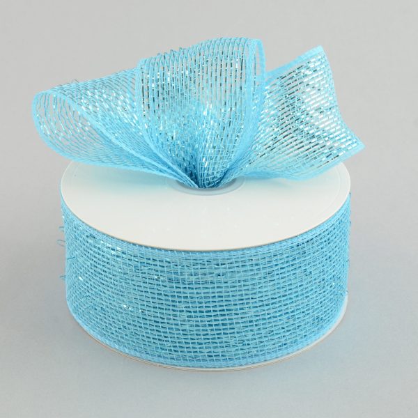 2.5  Poly Deco Mesh Ribbon: Metallic Turquoise Supply