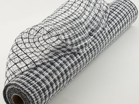 21  Basket Weave Mesh: White Black Plaid Hot on Sale