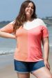 White Plus Size Colorblock Waffle Knit Tee Sale