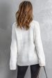 White V neck Drop Shoulder Knitted Sweater Online