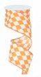 2.5  Harlequin Print Ribbon: Orange and White (10 Yards) Online Sale