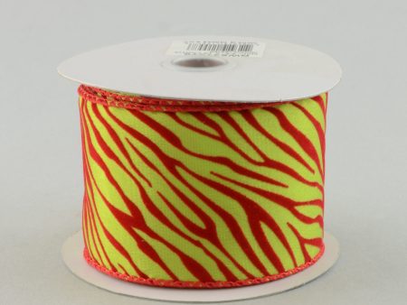 2.5  Red Lime Animal Print Ribbon (10 Yards) Online