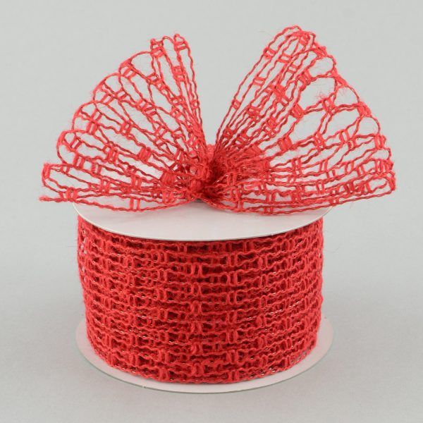 2.5  Jute Mesh Ribbon: Red (10 Yards) Online