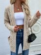 Woven Right Cable-Knit Open Front Cardigan with Front Pockets on Sale