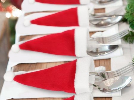 10-Pack Christmas Hat Shaped Cutlery Covers Cheap