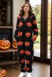 Fuzzy Pumpkin Half Zip Hooded Jumpsuit Sale