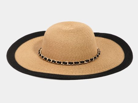 Fame Chain Black Trim Straw Hat Discount