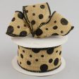 2.5  Burlap Polka Dot Ribbon: Black (10 Yards) Sale