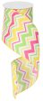 4  Satin Spring Chevron Ribbon: Pink, Yellow & Lime Cheap