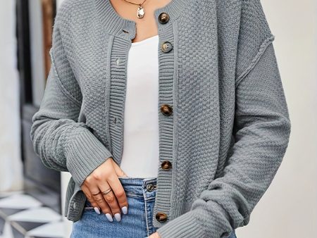 Button Up Dropped Shoulder Cardigan For Cheap