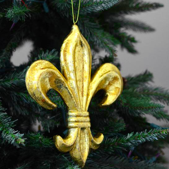 10  Gold Leaf Fleur de Lis Ornament Cheap