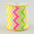 4  Satin Spring Chevron Ribbon: Pink, Yellow & Lime Cheap