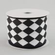 2.5  Harlequin Print Ribbon: Black and White (10 Yards) Online now