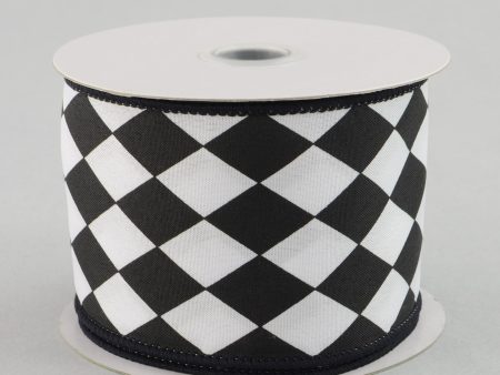 2.5  Harlequin Print Ribbon: Black and White (10 Yards) Online now