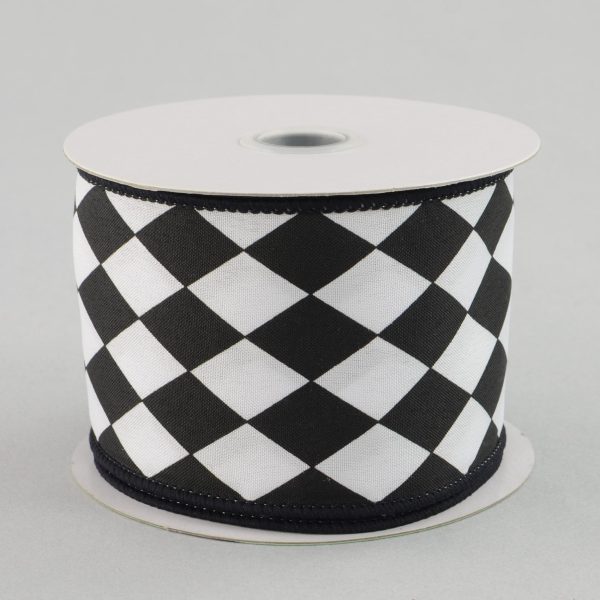 2.5  Harlequin Print Ribbon: Black and White (10 Yards) Online now