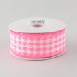 1.5  Pink & White Houndstooth Ribbon (10 Yards) Fashion