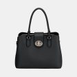 David Jones PU Leather Twist-Lock Tote Bag on Sale