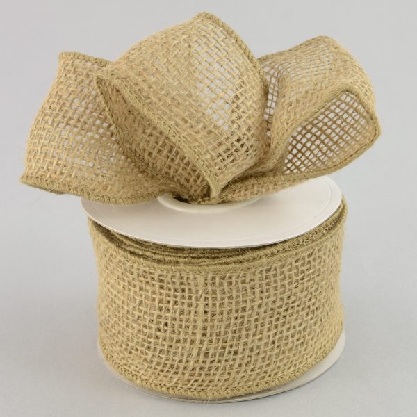 2.5  Wired Loose Weave Burlap Ribbon (10 Yards) Online Sale