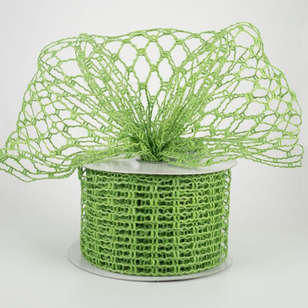 2.5  Jute Mesh Ribbon: Lime Green (10 Yards) Fashion