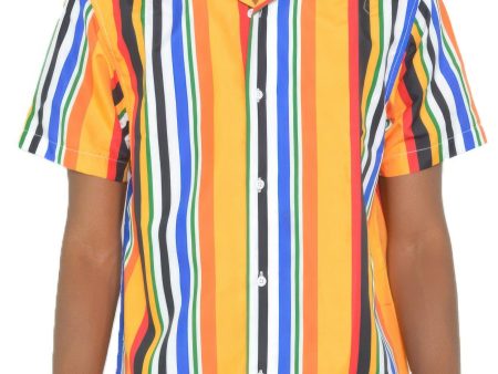 Mens Striped Button Down Shirt Print Fashion