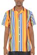 Mens Striped Button Down Shirt Print Fashion