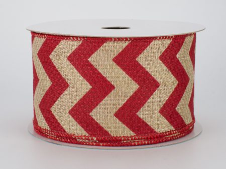 2.5  Faux Burlap Chevron Ribbon: Red (10 Yards) Discount