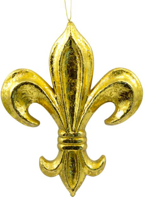 10  Gold Leaf Fleur de Lis Ornament Cheap