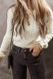 White Cable Knit Cropped Sweater Discount