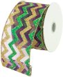 2.5  Sheer Mardi Gras Chevron Ribbon (10 Yards) on Sale