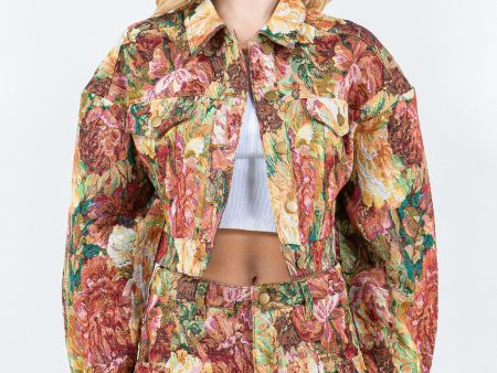 American Bazi Jacquard Cargo Cropped Jacket Sale