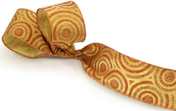 2.5  Copper Swirls Ribbon (10 Yards) Online now