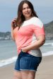 White Plus Size Colorblock Waffle Knit Tee Sale