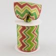 4  Faux Burlap Metallic Holiday Chevron Ribbon: Red, Lime & Green (10 Yards) Sale