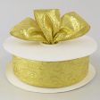 2.5  Gold Lamé Damask Ribbon (50 Yards) For Sale