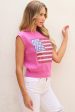 Bonbon Sparkling American Flag Knitted Vest Online Hot Sale