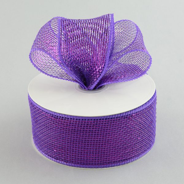 2.5  Poly Deco Mesh Ribbon: Metallic Purple Hot on Sale