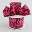 2.5  Zebra Print Ribbon: Fuchsia Pink & Black (10 Yards) Hot on Sale