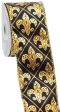 2.5  Black Gold Harlequin Fleur De Lis Ribbon (10 Yards) Online Sale