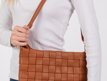 Fame Faux Leather Basket Weave  Crossbody Bag Online Sale