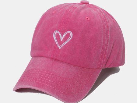 Embroidered Heart Washed Cotton Baseball Cap For Discount