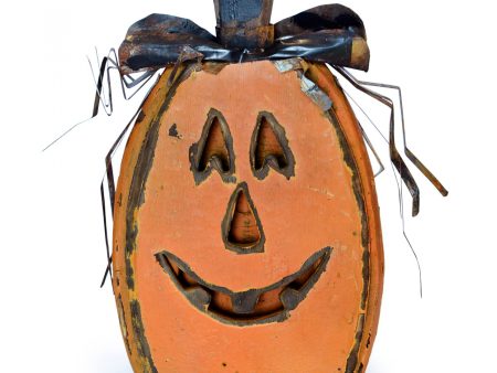 17  Orange Wooden Pumpkin With Hat Online now