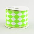 2.5  Harlequin Print Ribbon: Lime Green and White (10 Yards) Hot on Sale