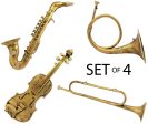 16 -20  Assorted Gold Decorative Music Instruments (Set of 4) Cheap