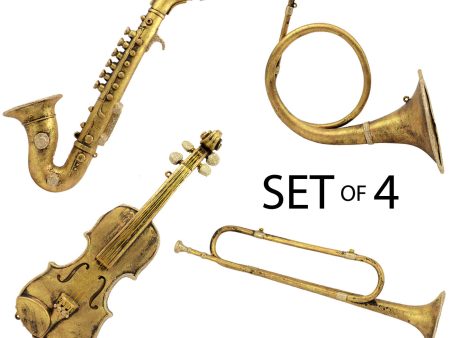 16 -20  Assorted Gold Decorative Music Instruments (Set of 4) Cheap