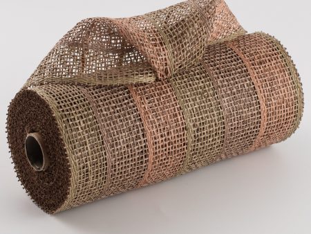 10  Poly Burlap Stripe Mesh: Moss, Brown, Natural Fashion