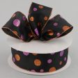 2.5  Glitter Dots Ribbon: Orange Black Purple (50 Yards) Online Hot Sale