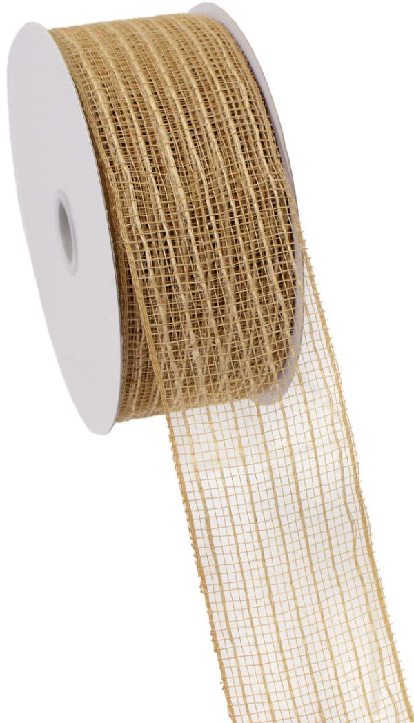 2.5  Poly Jute Burlap Mesh Ribbon: Natural (25 Yards) Fashion